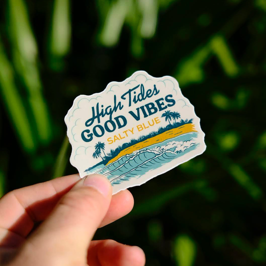 High Tides Good Vibes Waves Sticker