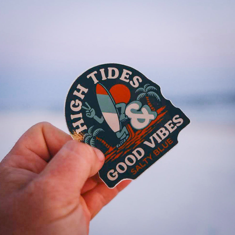 High Tides & Good Vibes Surf Sticker